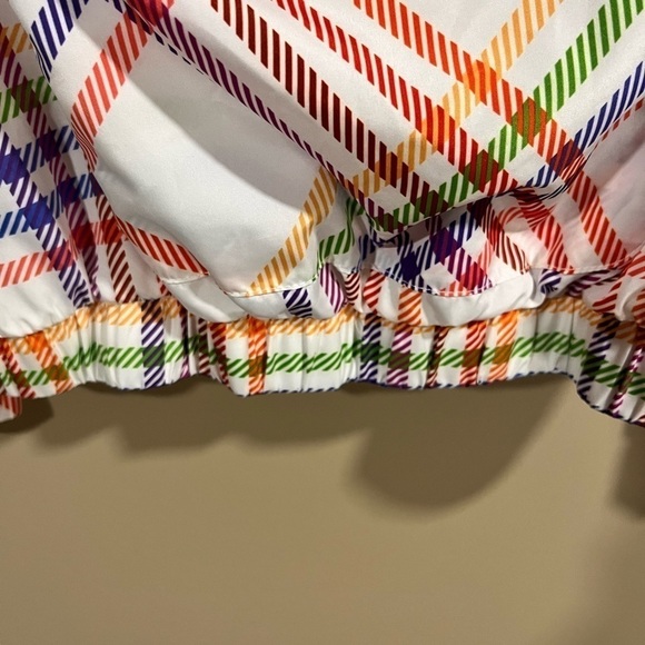 Forever 21 Tokyo Rainbow Plaid Windbreaker Track Jacket with Hood Small Skater - Picture 8 of 11